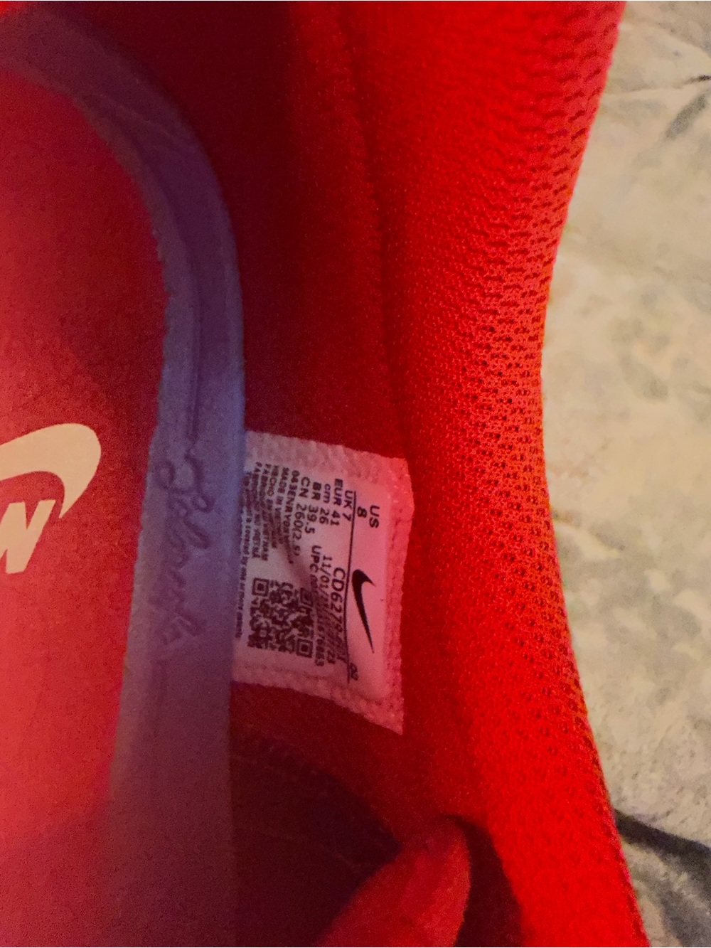 Nike Red Canvas Low-Top Sneakers with White Swoosh - Picture 3 of 4